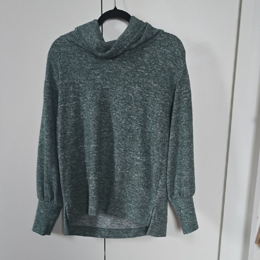 Anthropologie Heathered Green Cowl Neck Sweater